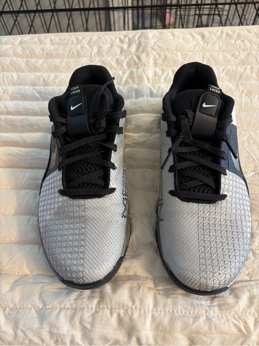 Nike Women’s  MetCon Silver and Black Athletic Training Shoes